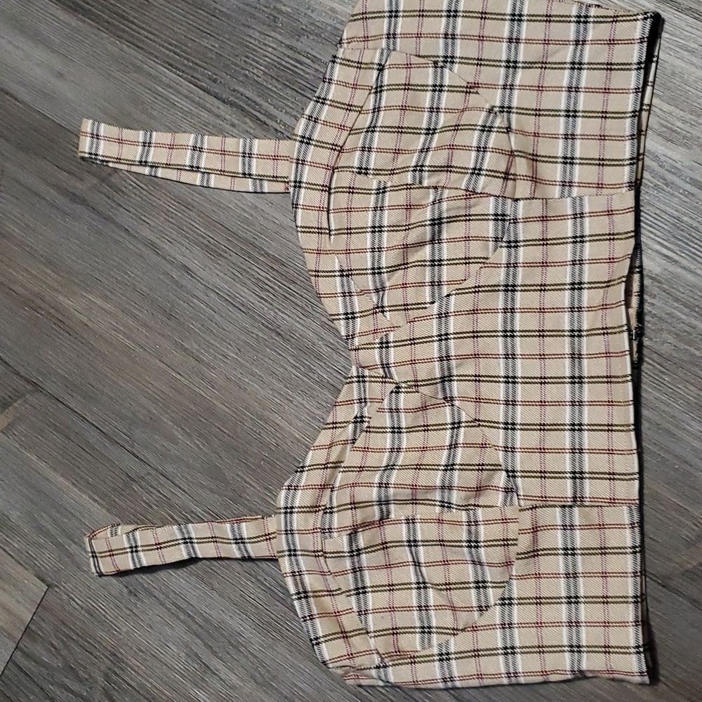 New! Hesperus Tan Plaid Crop Bra Tank Top Size Xl